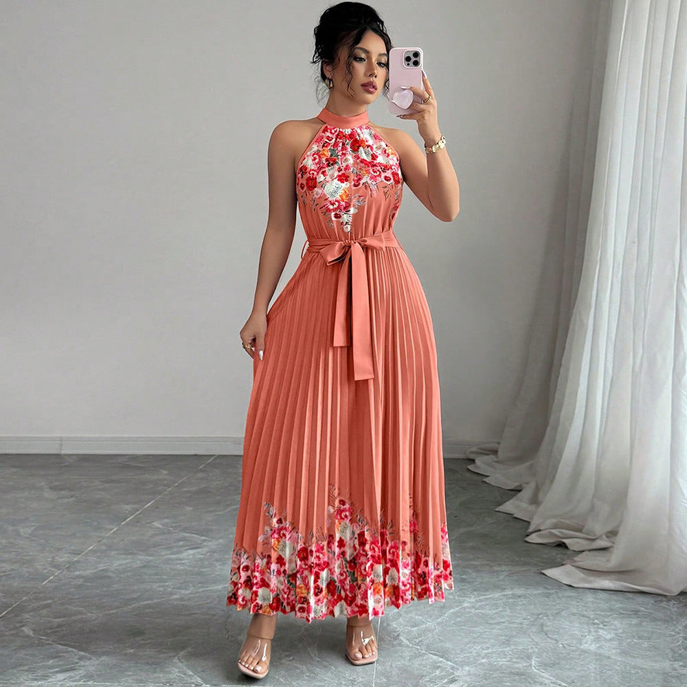 Women's Fashionable Printed Pleated Dress