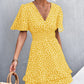 New V-neck Ruffle Waist-tight Smocking Dress