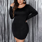 European And American Round Neck Plus Size Thin And Glittering Hip Skirt