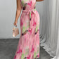 Plus-size Womens Round-neck Pleated Dress With A Traditional Chinese-style Print