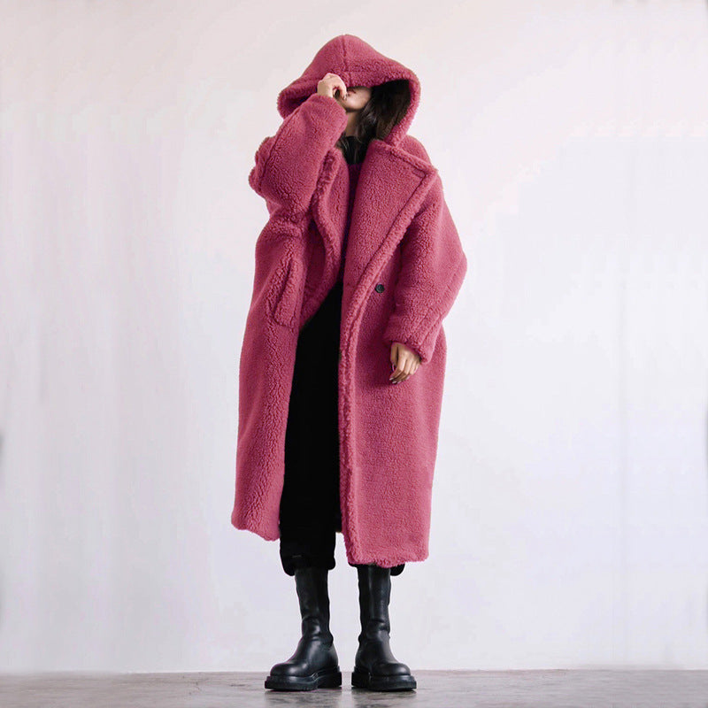 Manteau mi-long en fausse fourrure pour femme, style décontracté, automne et hiver
