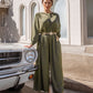 Plus Size Solid Casual Women Thicken Satin Long Sleeve Wide Leg Jumpsuit
