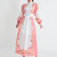 Robe trapèze d'été à col rond et manches longues, taille élastique et simple boutonnage pour femme
