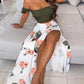 White Solid Color Tube Top Trousers Suit Dress