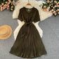 Fashionable Waist-cinching Tie-front Slimming Solid-color Minimalist Dress