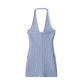 European, American And French Style Fashion Stretch Hanging Collar Dress