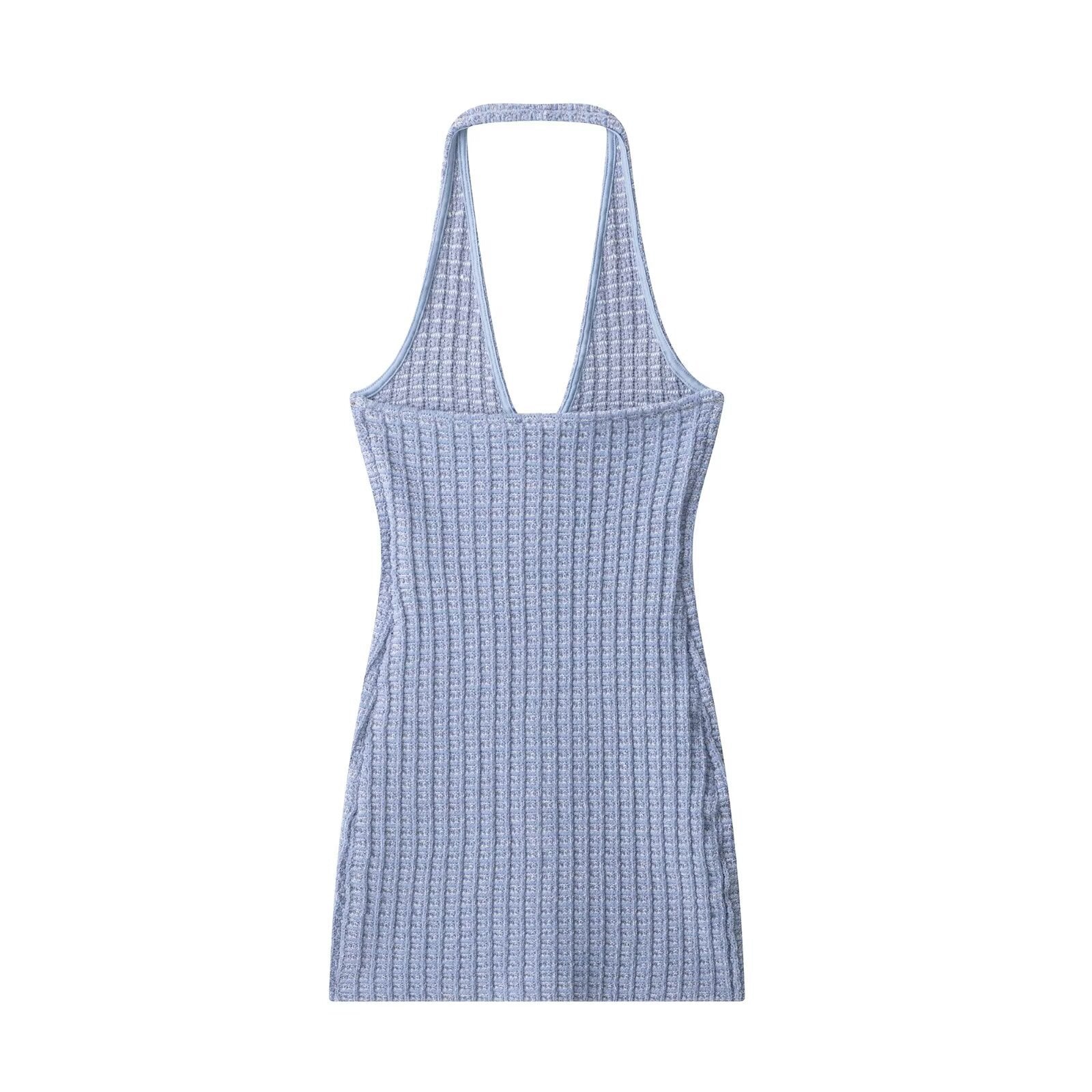 European, American And French Style Fashion Stretch Hanging Collar Dress