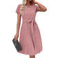 Women's Lace-Up Skirt Solid Color Pleated Dress