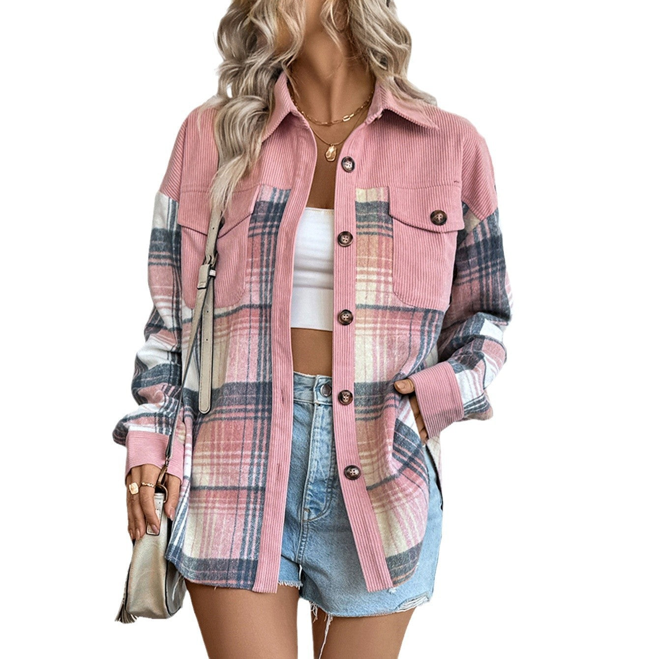Women's Contrast Color Casual Style Shirt Autumn