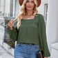 Solid Color Square Collar Slim Fit Long-sleeved Versatile Top