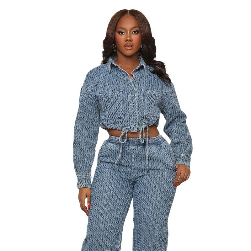 Fashion Denim Women's Wear Two-piece Set