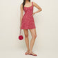 Printed Slip Dress With A Square Neckline And Open Back Featuring A Floral Pattern