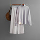 Half Turtleneck Loose Knitted Top Wide Leg Pants Two-piece Set