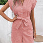 Summer Leisure Commute Jumpsuit Pinstripe Short Sleeve One-piece Shorts