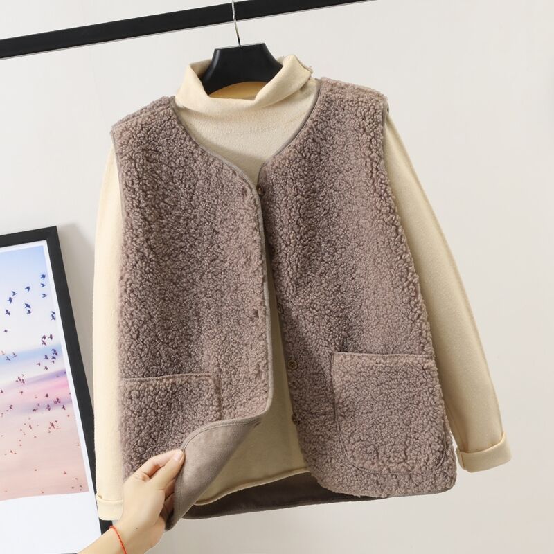 Gilet en peluche polyvalent pour l'automne et l'hiver