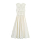 New Summer Flower Embroidery Stitching Sleeveless Dress