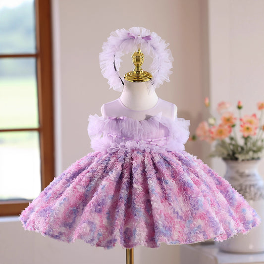Girl One Year Old Celebration Dress Super Fairy Birthday Banquet Flower Girl