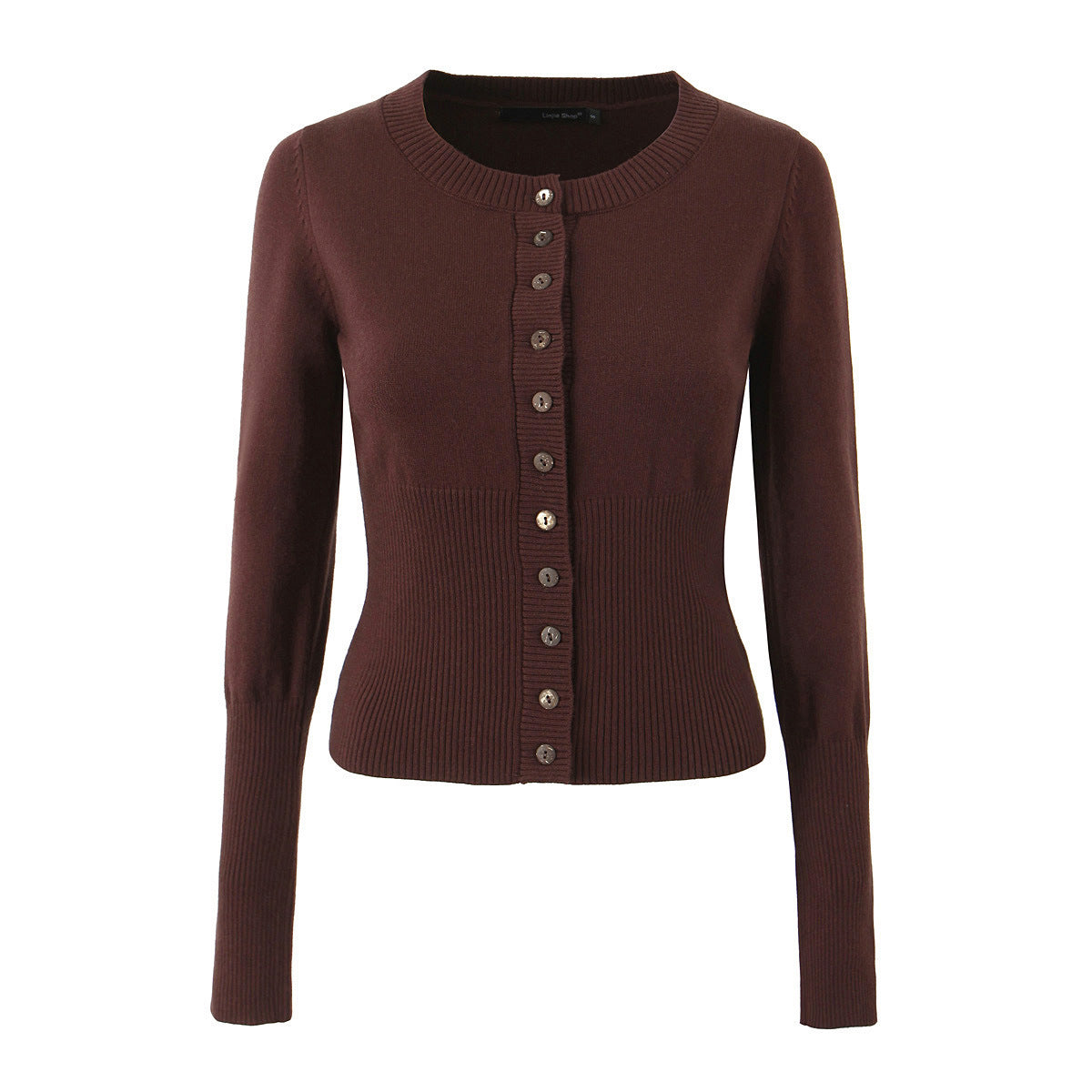 Slim Breasted Knitted Cardigan High Waist Leather Ring Pleated Skirt