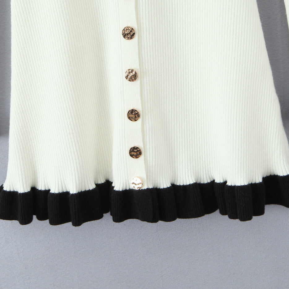 Sweet Stitching Chic Single-breasted Short Dress