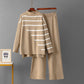 Striped Temperament Knitted Two-piece Turtleneck Sweater Loose Casual