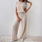 Women's Knitted Loose Wide-leg Pants Two-piece Suit