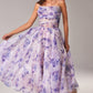Strapless Sleeveless Printed Swing Dress