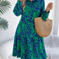 Casual Loose Contrast Color Leopard-print Long-sleeved Shirt Dress