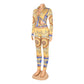 Fashion Digital Positioning Printing Tight-Fitting Two-Piece Suit
