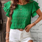 Summer Ruffled Short-sleeved T-shirt Casual Round Neck Pleated Design Top For Women Clothing