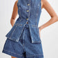 High Waisted Women's Suit Denim Shorts