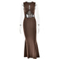 Spring Girl Round Neck Sleeveless Stitched Backless Sheath Dress