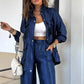Women's Clothing Straight-leg Trousers Two-piece Set Solid Color Fashion