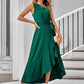 Fashion Diagonal Shoulder Solid Color Dress