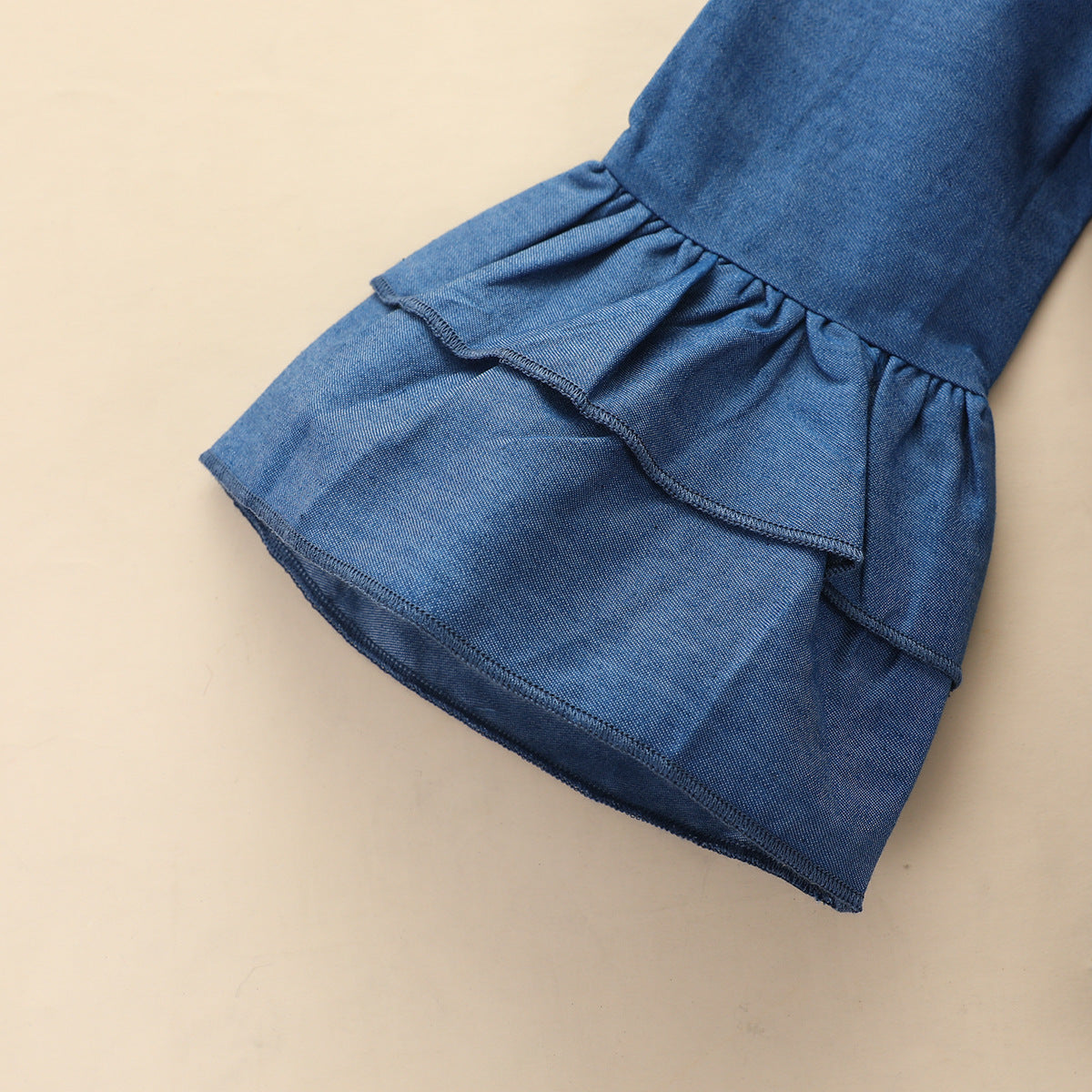 Haut à manches évasées et pantalon imprimé bleu pour fille