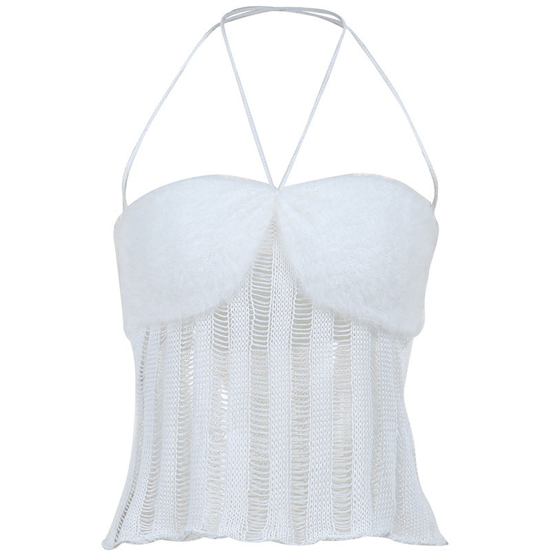 Woolen Perspective Neck Suspender Vest