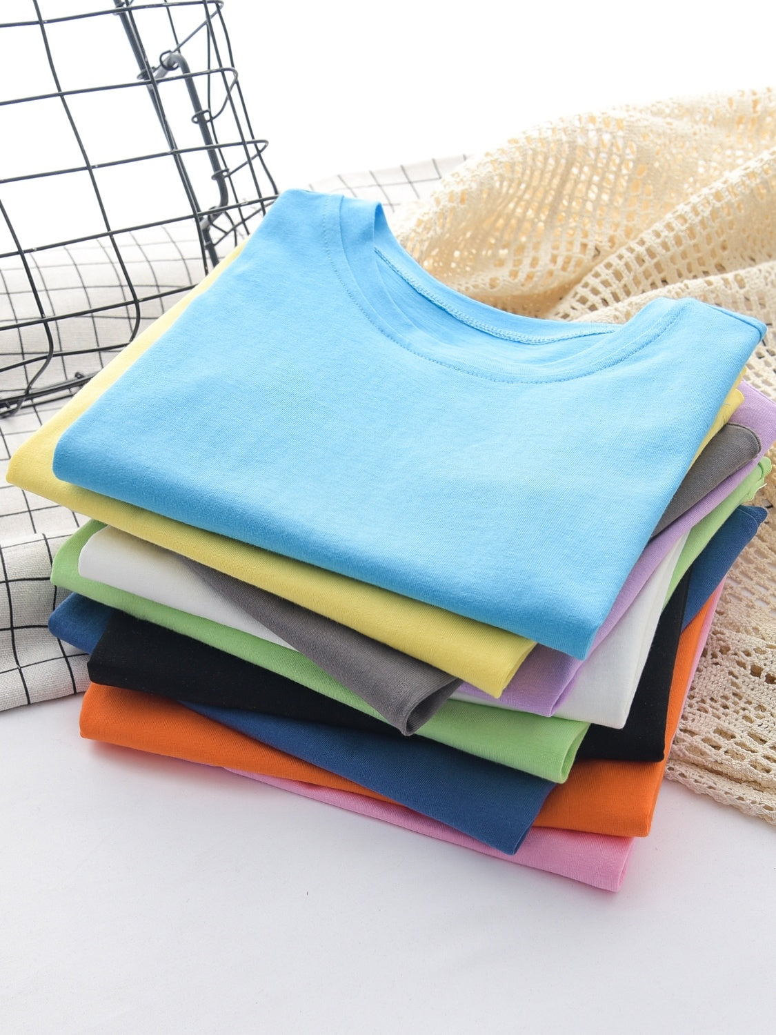 T-shirt blanc à manches mi-longues pour garçons et filles