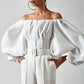 Spring And Summer New Design Sense Long Sleeve Bubble Lantern Sleeve Off-shoulder Women's Clothing Shirt