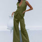Fashion Casual Women's Cotton And Linen Trousers Suit Two-piece Set