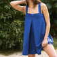 Combinaison ample à col carré et couleur unie, short tendance d'été, jupe à bretelles, pantalon pour femme