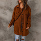 Women's Corduroy Solid Color Single Breasted Casual Lapel Woolen Jacket