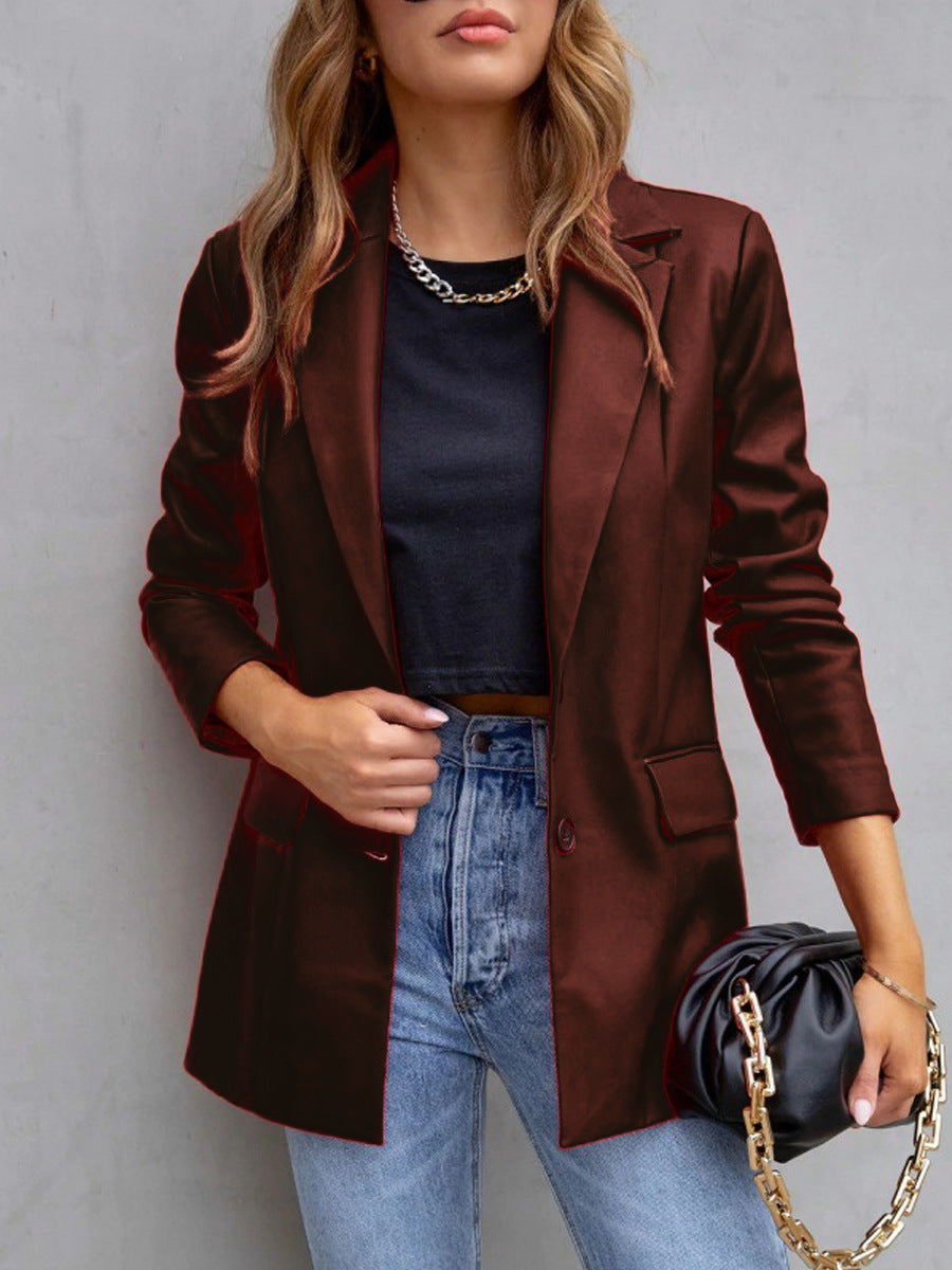 Casual Fashion Three-color Leather Coat