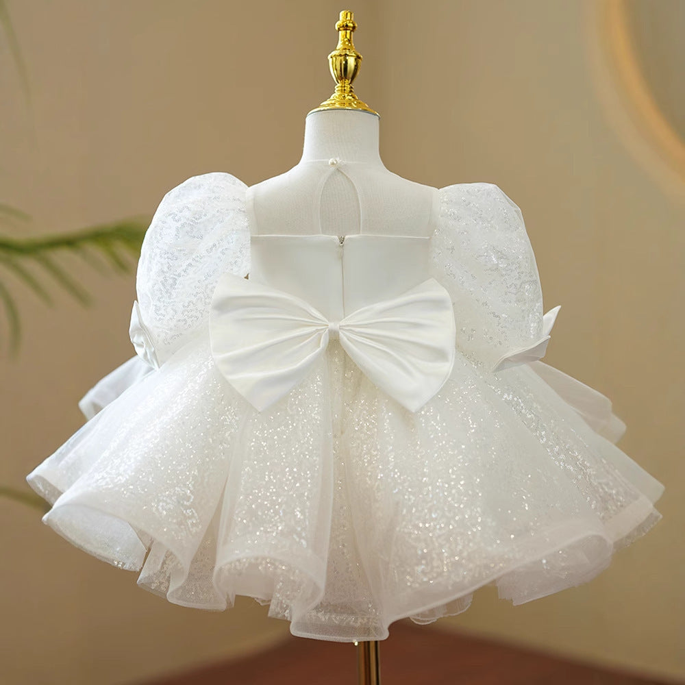 Girls' Polyester Fiber Evening Dress White