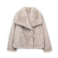 Cardigan à revers et manches longues en fausse fourrure pour femme, manteau court et ample
