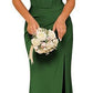 Off-the-shoulder Satin Bridesmaid Corset Ball Gown