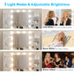 White Vanity Desk With Mirror And Lights, Modern Makeup Vanity Table W-7 Drawers And 4 Storage Shelves, Bedroom Dressing Table With Cushioned Stool, 10 LED Lights, 3 Lighting Modes White