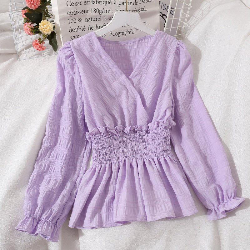 Puff Sleeve Tunic With Ruffled Blouse