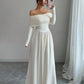 Women's Solid-Color French-Style Off-the-Shoulder Knitted Dress