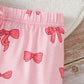 Two-piece Girls' Long Sleeve Flounced Sleeve Sweater Printed Bow Flared Pants Suit