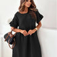 Loose Pleated Solid Color Dress