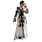 Temperament Print V-neck Slim Long Dress With Waist Belt Long Sleeves